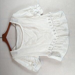SHEIN Curve Ivory Womens Fringe Coastal Size 1XL Square Neck‎ Top